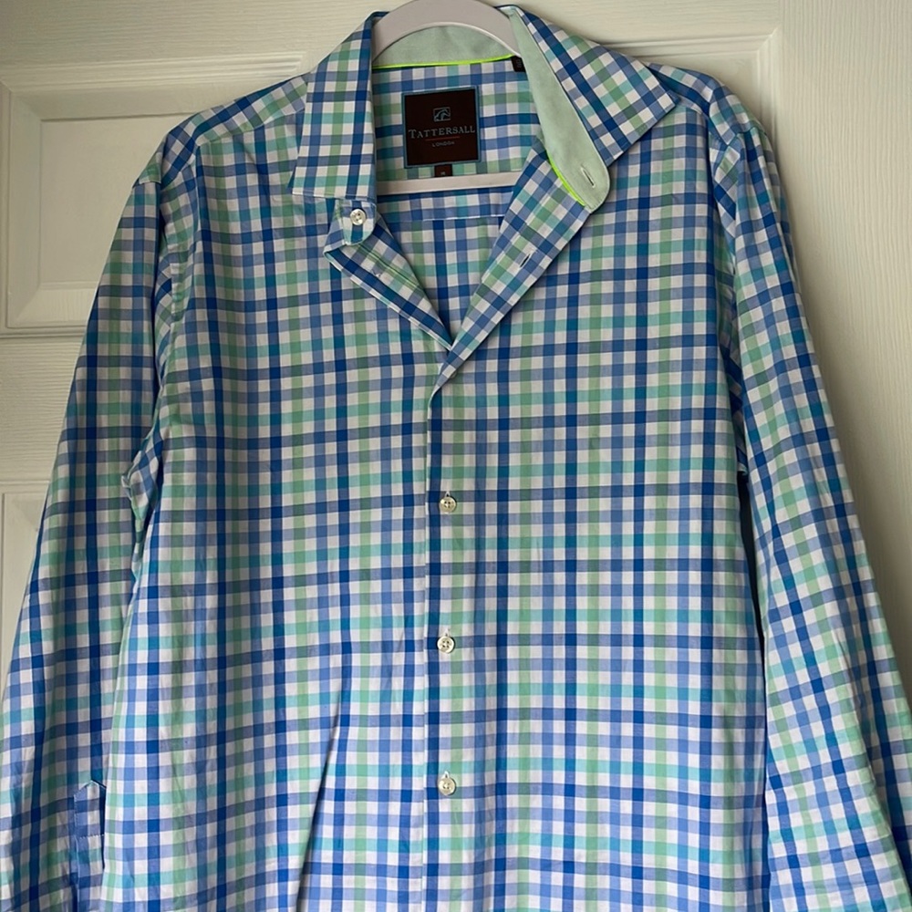 Men’s cotton Tattersall London long sleeve dress shirt size large